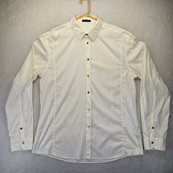 Versace Button Down Dress Shirt Mens 45 XL White Cotton Blend Made in Italy - Picture 1 of 16